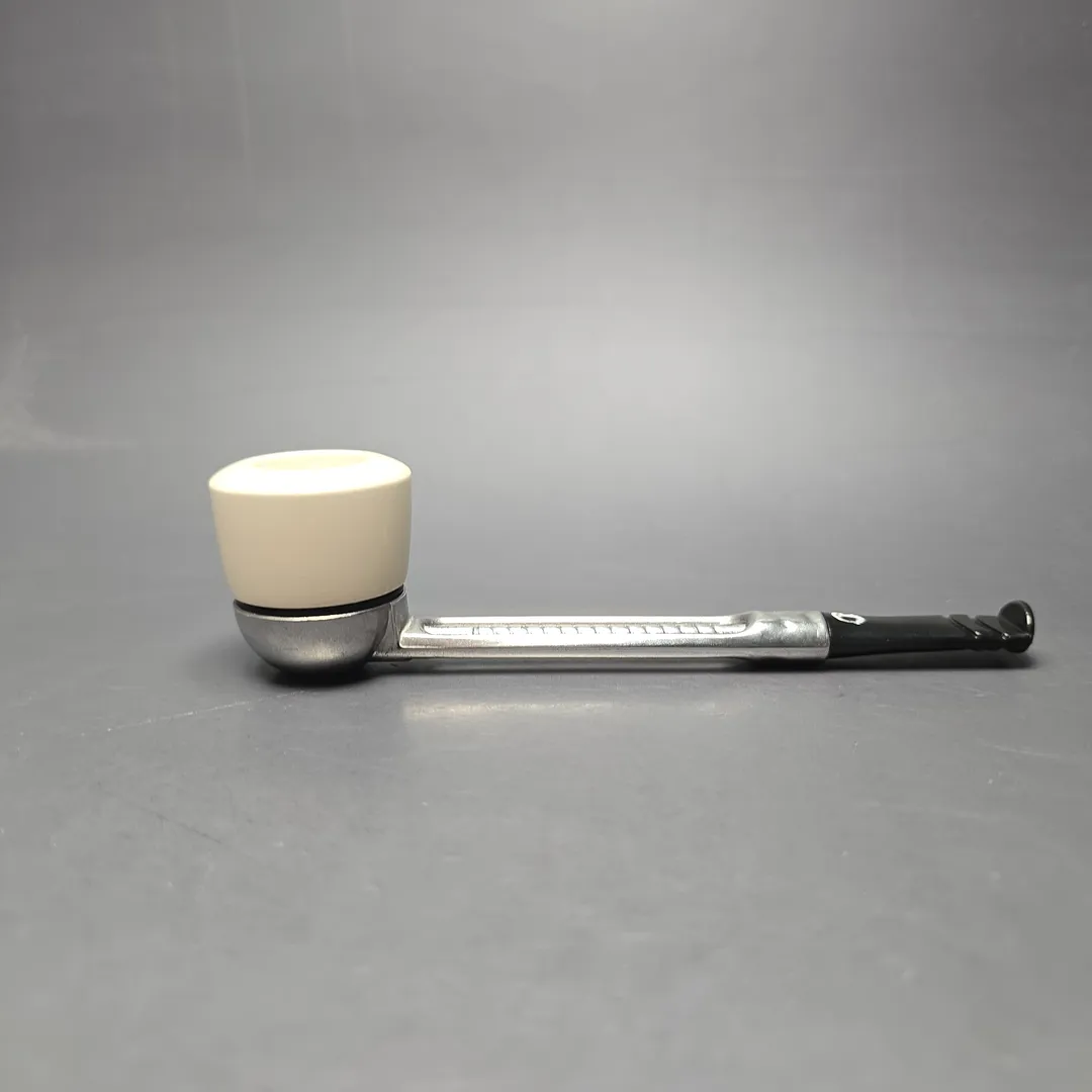 Falcon Chrome Dental w/ MBSD Meerschaum Dublin Block Meerschaum Bowl Pipe, New - Image 2