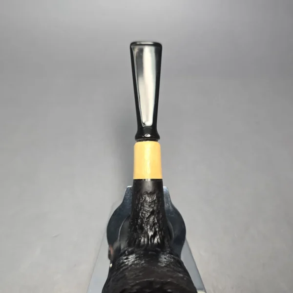 MBSD Briars by Piero Vitale Black Rusticated Billiard w/ Boxwood, Briar Pipe, New - Image 8