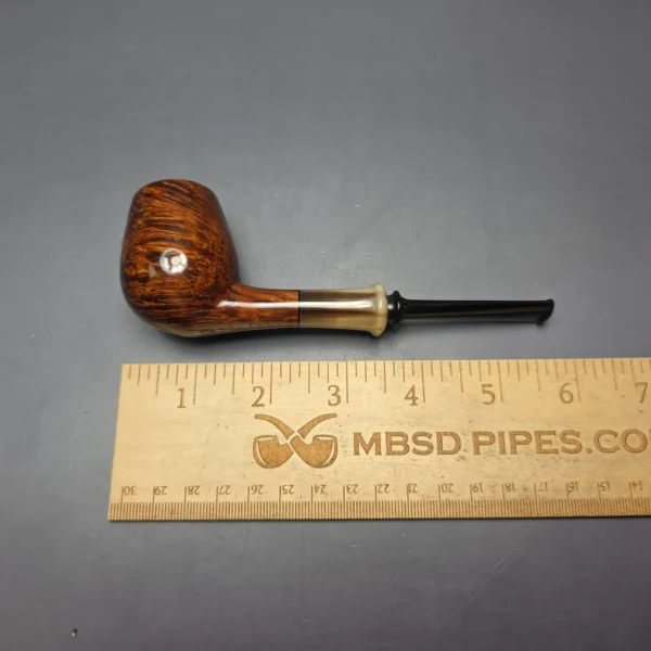 Brentegani Smooth Contrast Brandy w/ Horn Handmade Briar Pipe, New - Image 11