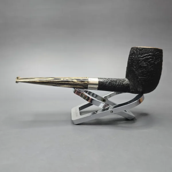 Pipe Tristan Partially Sandblasted Billiard w/ Silver Handmade Briar Pipe, New - Image 4
