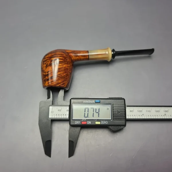 Brentegani Smooth Contrast Brandy w/ Horn Handmade Briar Pipe, New - Image 12