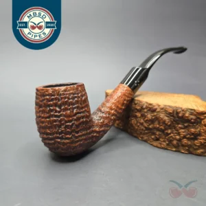 Sasieni Family Era (c.1960-79) Four Dot Ruff Root Viscount Lascelles S Sandblasted Bent Billiard Estate Briar Pipe, English Estates