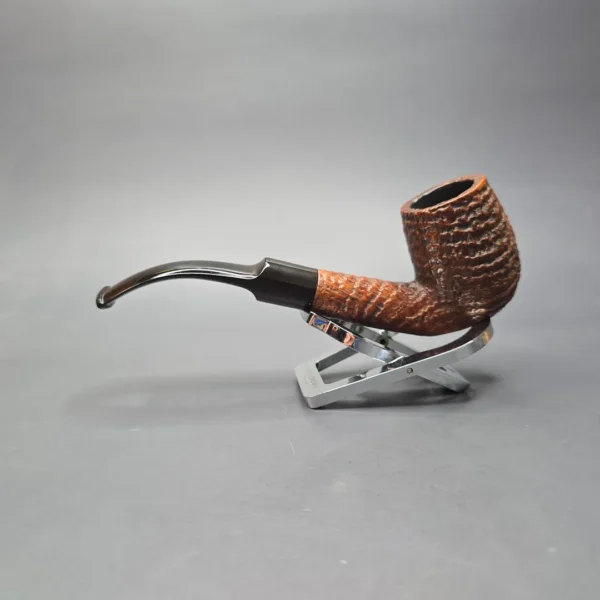 Sasieni Family Era (c.1960-79) Four Dot Ruff Root Viscount Lascelles S Sandblasted Bent Billiard Estate Briar Pipe, English Estates - Image 4