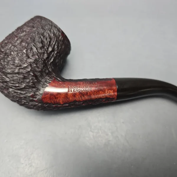 James Upshall Bark Group 6 Partially Rusticated Bent Billiard Estate Briar Pipe, Unsmoked - Image 11