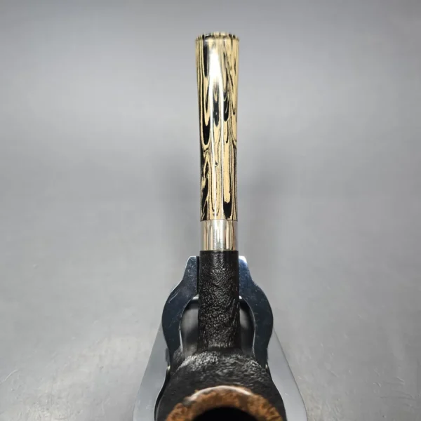 Pipe Tristan Partially Sandblasted Billiard w/ Silver Handmade Briar Pipe, New - Image 8