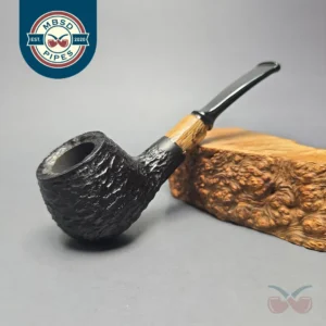 MBSD Briars by Piero Vitale Black Rusticated Author w/ Olivewood, Briar Pipe, New