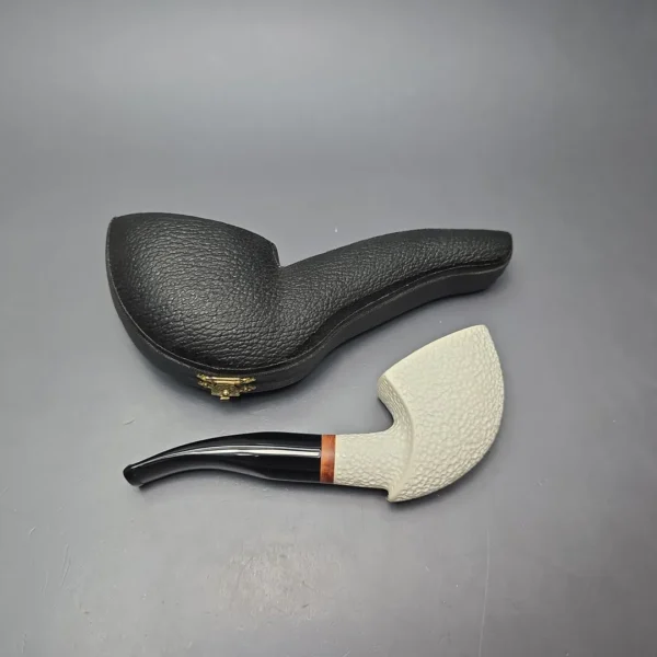 MBSD Meerschaum Deluxe Rusticated Pickaxe Block Meerschaum Pipe, Briar-Mortise, New - Image 3