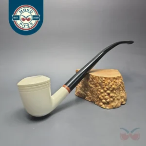 MBSD Meerschaum Deluxe Smooth Churchwarden Rhodesian Block Meerschaum Pipe, Briar-Mortise, New