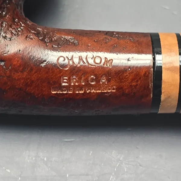 Chacom Erica 1205 Sandblasted Bent Billiard Estate Briar Pipe, Unsmoked - Image 13