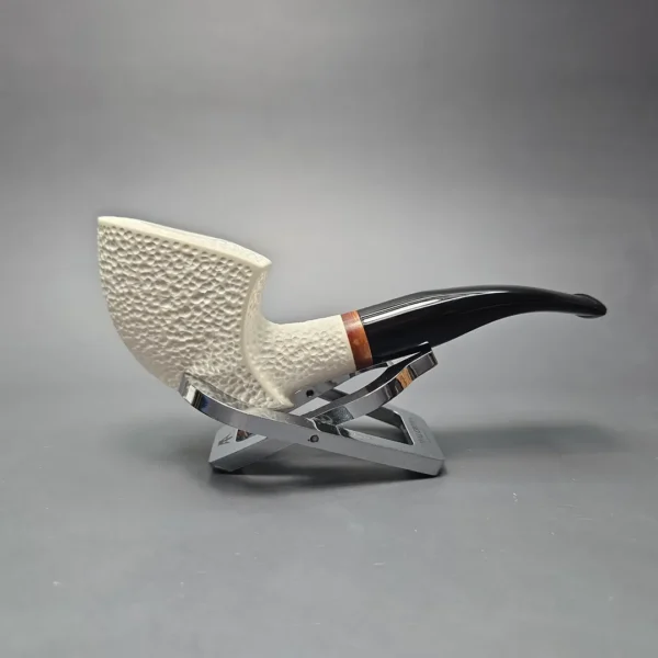 MBSD Meerschaum Deluxe Rusticated Pickaxe Block Meerschaum Pipe, Briar-Mortise, New - Image 4