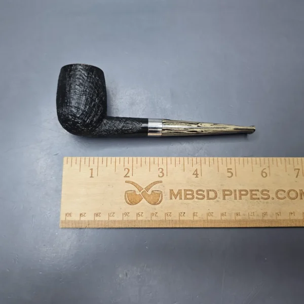 Pipe Tristan Partially Sandblasted Billiard w/ Silver Handmade Briar Pipe, New - Image 12