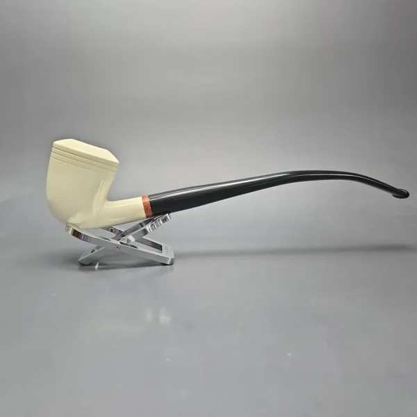 MBSD Meerschaum Deluxe Smooth Churchwarden Rhodesian Block Meerschaum Pipe, Briar-Mortise, New - Image 14