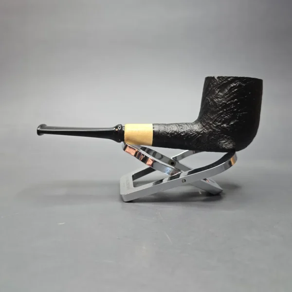 MBSD Briars by Piero Vitale Vintage Sandblasted Billiard w/ Boxwood, Briar Pipe, New - Image 4