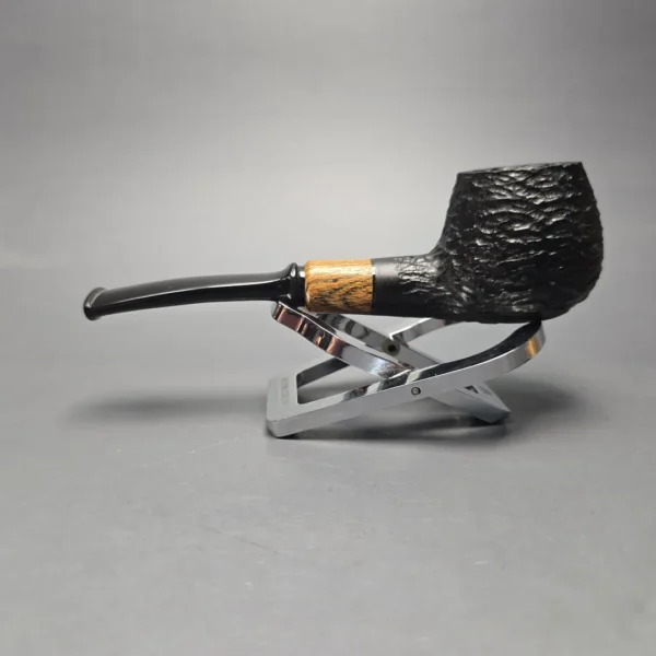 MBSD Briars by Piero Vitale Black Rusticated Author w/ Olivewood, Briar Pipe, New - Image 4