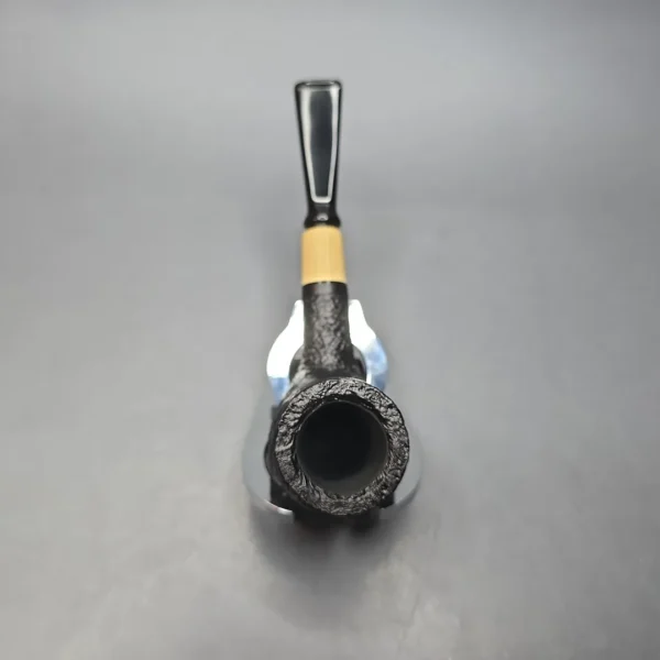 MBSD Briars by Piero Vitale Vintage Sandblasted Billiard w/ Boxwood, Briar Pipe, New - Image 8