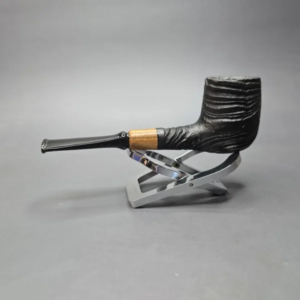MBSD Briars by Piero Vitale Vintage Sandblasted Billiard w/ Olivewood, Briar Pipe, New - Image 4