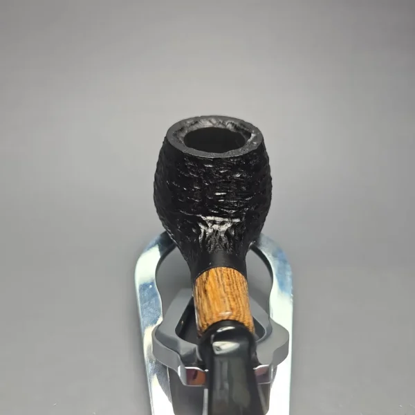 MBSD Briars by Piero Vitale Black Rusticated Author w/ Olivewood, Briar Pipe, New - Image 6