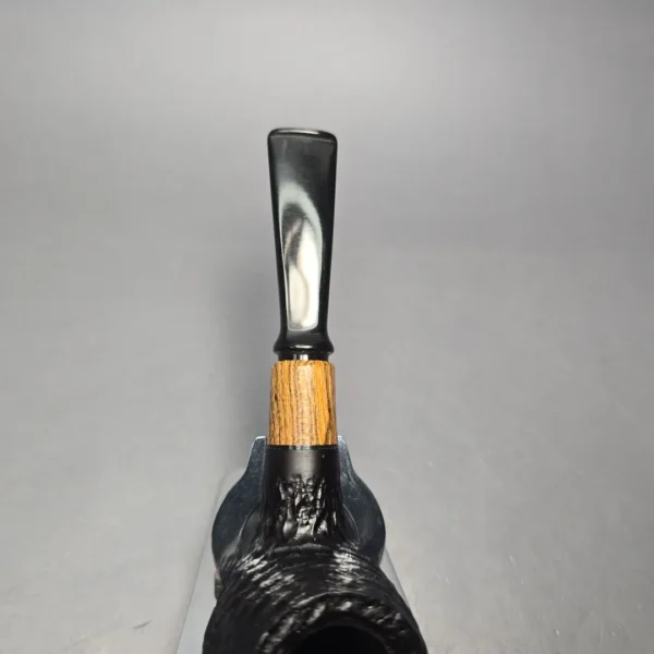 MBSD Briars by Piero Vitale Black Rusticated Author w/ Olivewood, Briar Pipe, New - Image 8