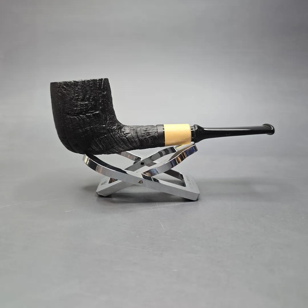 MBSD Briars by Piero Vitale Vintage Sandblasted Billiard w/ Boxwood, Briar Pipe, New - Image 2
