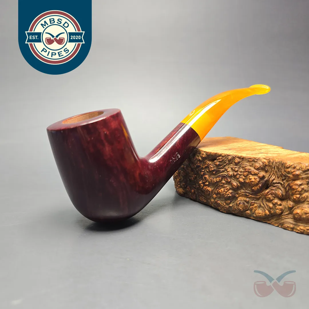 Savinelli Hand Made Smooth Bent Billiard Estate Briar Pipe, Unsmoked, 6mm