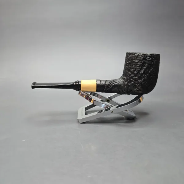 MBSD Briars by Piero Vitale Vintage Sandblasted Billiard w/ Boxwood, Briar Pipe, New - Image 4
