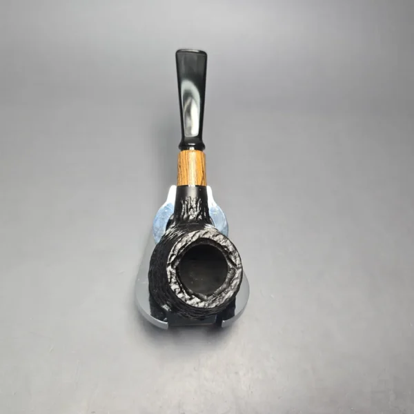 MBSD Briars by Piero Vitale Black Rusticated Author w/ Olivewood, Briar Pipe, New - Image 9