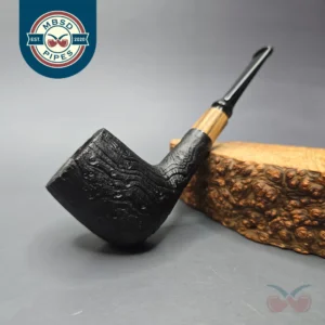 MBSD Briars by Piero Vitale Vintage Sandblasted Billiard w/ Olivewood, Briar Pipe, New