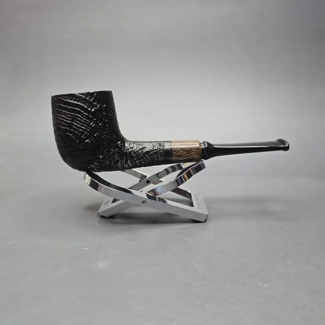 MBSD Briars by Piero Vitale Vintage Sandblasted Billiard w/ Zebrawood, Briar Pipe, New - Image 2