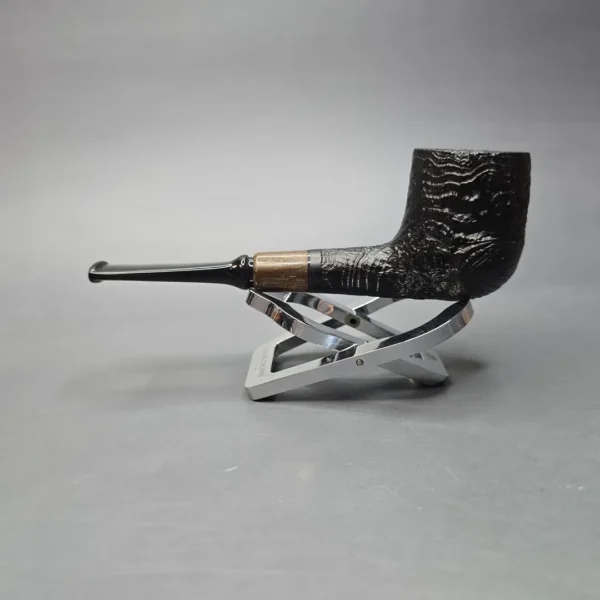 MBSD Briars by Piero Vitale Vintage Sandblasted Billiard w/ Zebrawood, Briar Pipe, New - Image 4