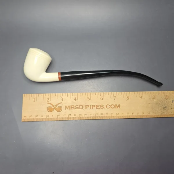 MBSD Meerschaum Deluxe Smooth Churchwarden Rhodesian Block Meerschaum Pipe, Briar-Mortise, New - Image 3