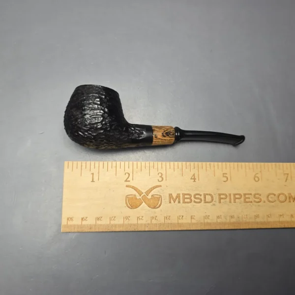 MBSD Briars by Piero Vitale Black Rusticated Author w/ Olivewood, Briar Pipe, New - Image 12