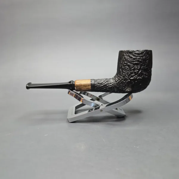 MBSD Briars by Piero Vitale Vintage Sandblasted Billiard w/ Olivewood, Briar Pipe, New - Image 4
