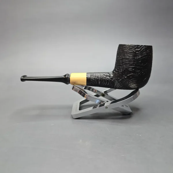 MBSD Briars by Piero Vitale Vintage Sandblasted Billiard w/ Boxwood, Briar Pipe, New - Image 4