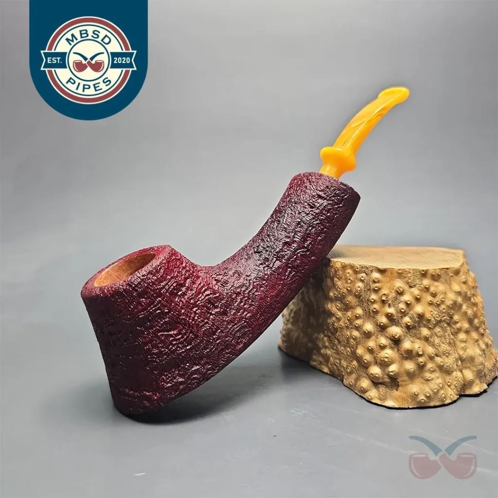 Buckeye Hand Made XL Sandblasted Volcano Strawberry Briar Pipe, New