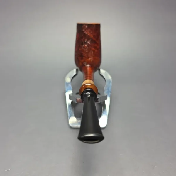 Brentegani Contast Sandblasted Stack Billiard w/ Horn Handmade Briar Pipe, New - Image 5