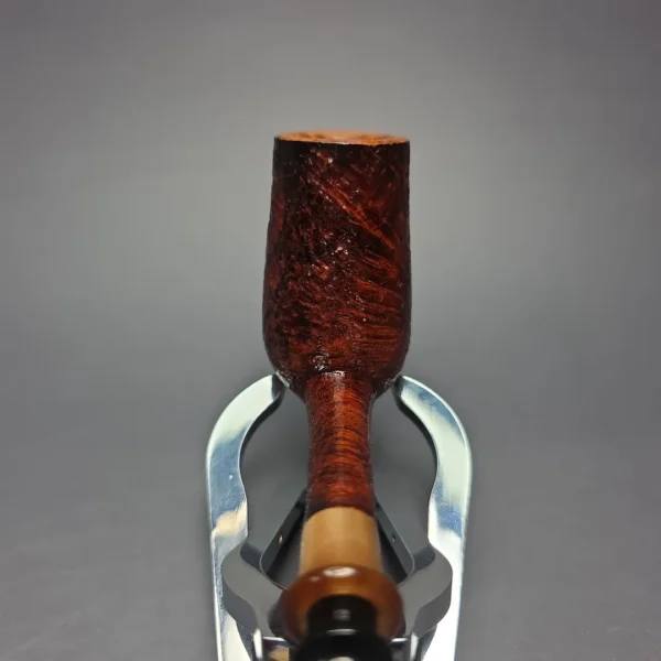 Brentegani Contast Sandblasted Stack Billiard w/ Horn Handmade Briar Pipe, New - Image 6