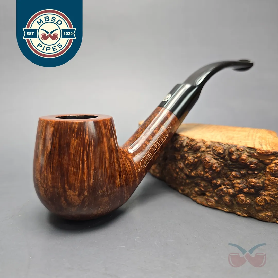 James Upshall P Grade Group 5 Smooth Bent Billiard Estate Briar Pipe, Unsmoked