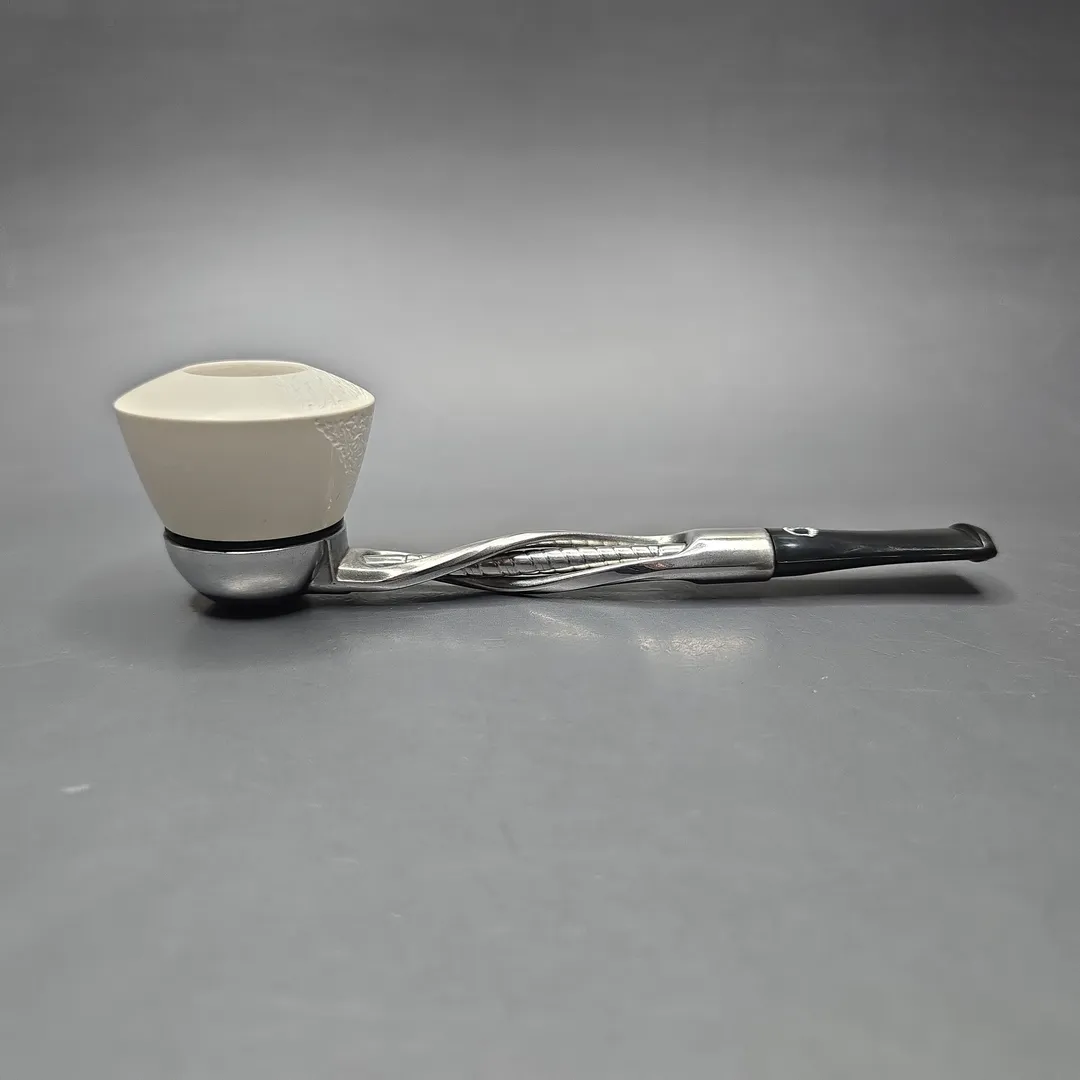 Falcon Shillelagh Chrome w/ MBSD Meerschaum Dublin Block Meerschaum Bowl Pipe, New - Image 2