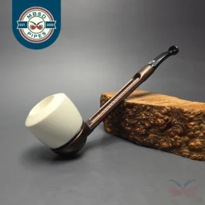 Falcon Extra Curved Dental w/ MBSD Meerschaum Dublin Block Meerschaum Bowl Pipe, New