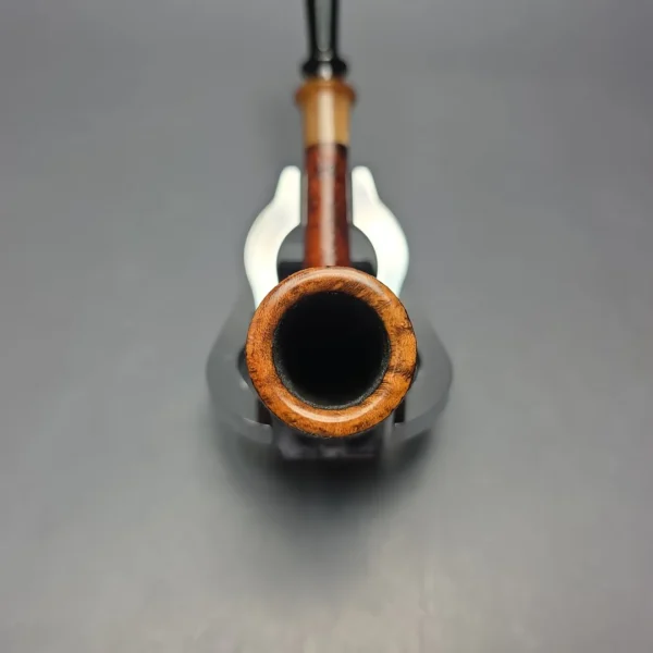 Brentegani Contast Sandblasted Stack Billiard w/ Horn Handmade Briar Pipe, New - Image 8