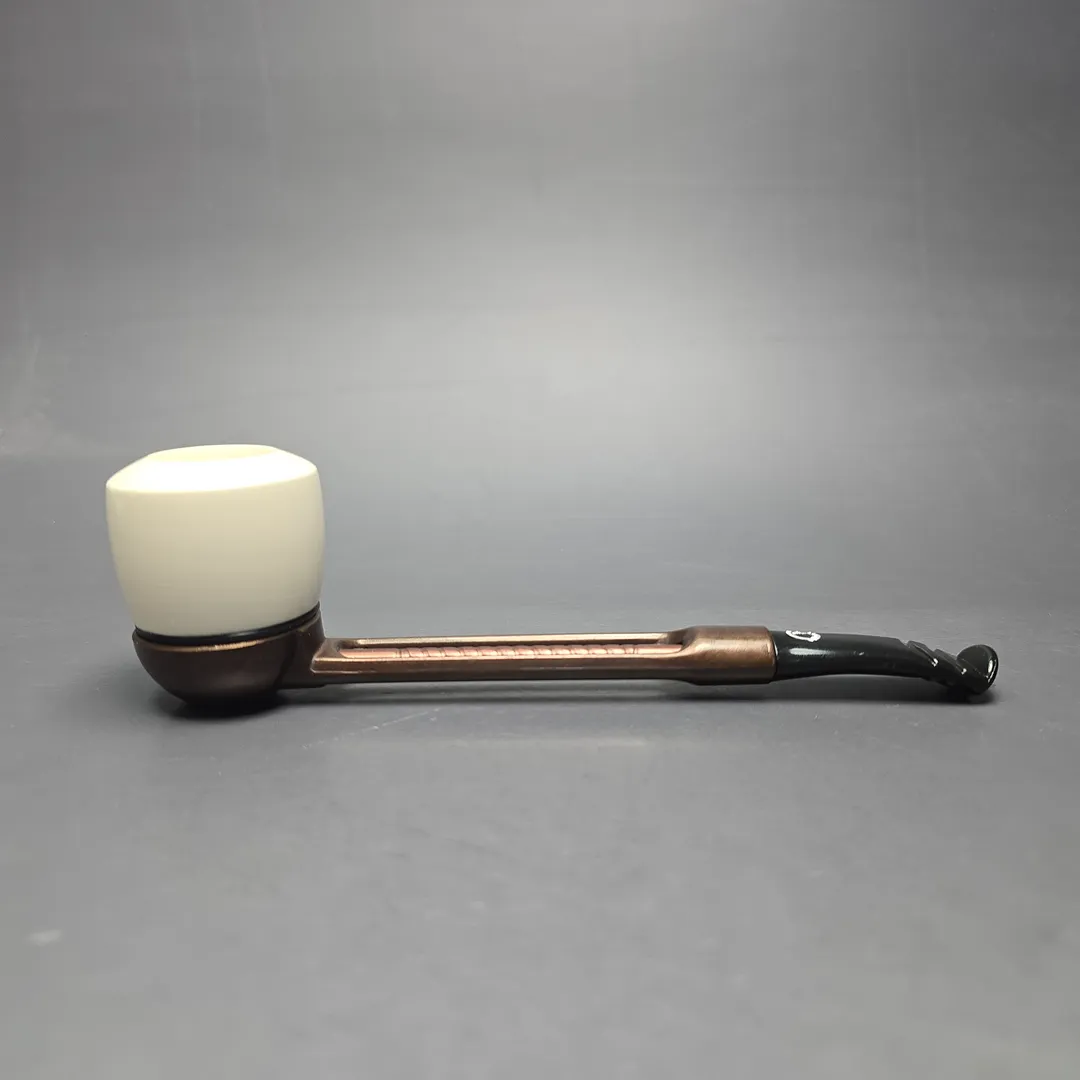 Falcon Extra Curved Dental w/ MBSD Meerschaum Dublin Block Meerschaum Bowl Pipe, New - Image 2