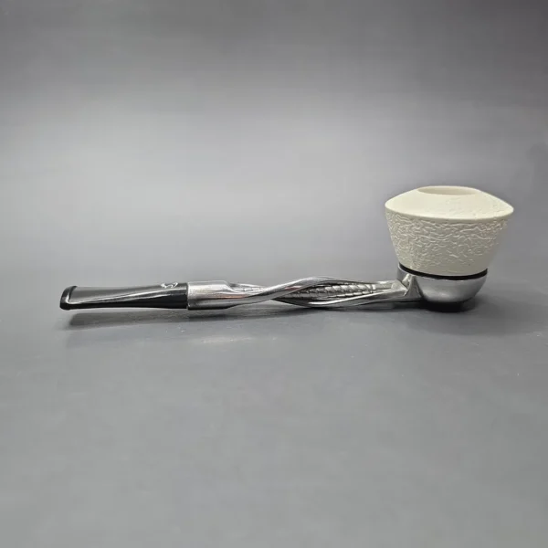 Falcon Shillelagh Chrome w/ MBSD Meerschaum Dublin Block Meerschaum Bowl Pipe, New - Image 4