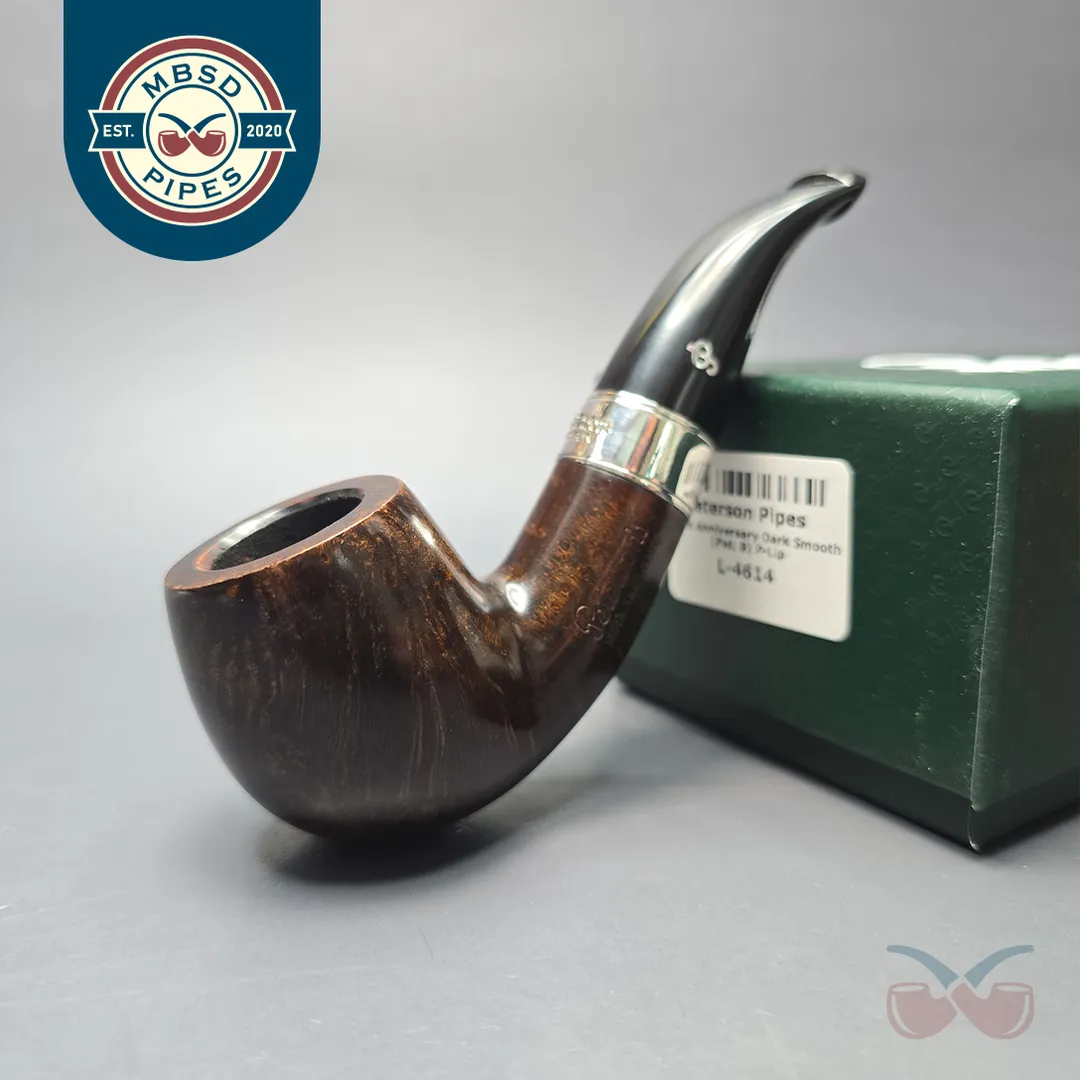 Peterson 160th Anniversary Pat. B Dark Smooth Bent Billiard Briar Pipe, New