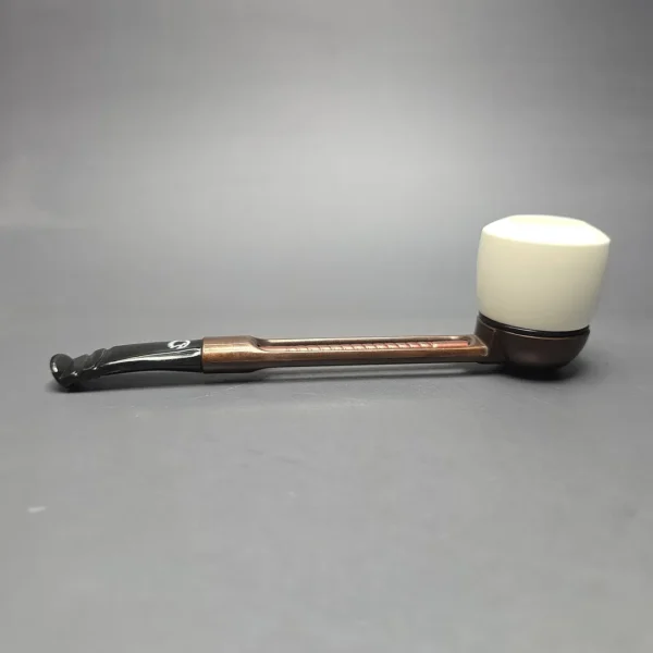 Falcon Extra Curved Dental w/ MBSD Meerschaum Dublin Block Meerschaum Bowl Pipe, New - Image 5