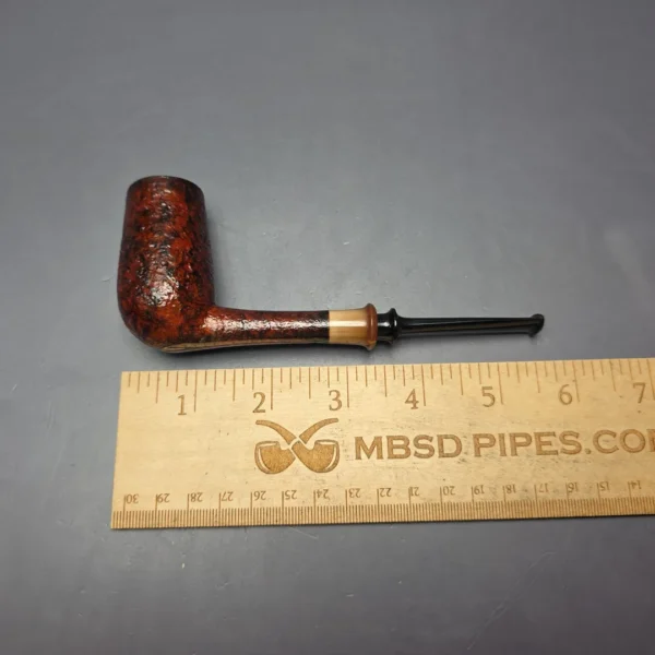 Brentegani Contast Sandblasted Stack Billiard w/ Horn Handmade Briar Pipe, New - Image 11