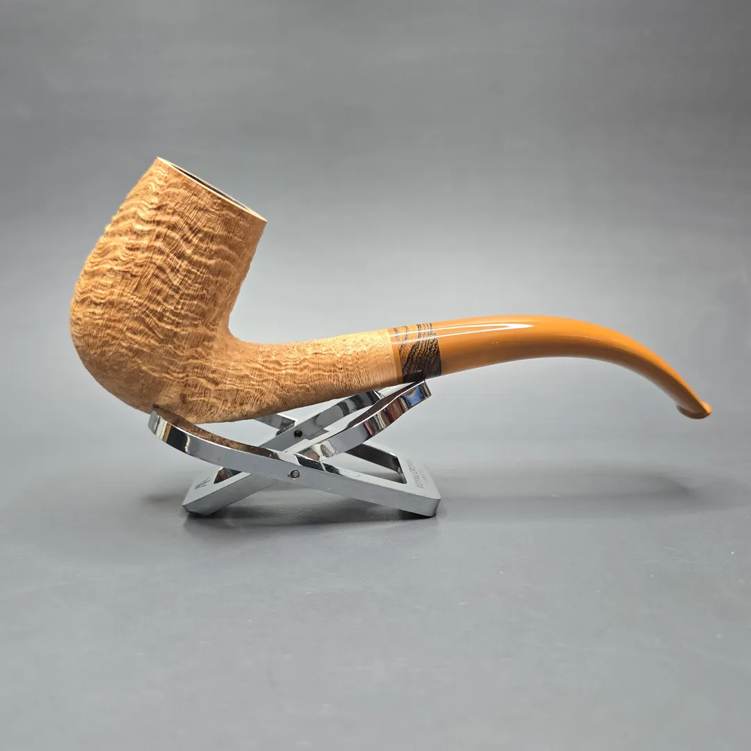 Pipe Tristan Natural Sandblasted "LC" Bent Billiard with Bocote (New) - Image 2