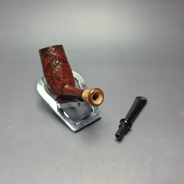 Brentegani Contast Sandblasted Stack Billiard w/ Horn Handmade Briar Pipe, New - Image 13