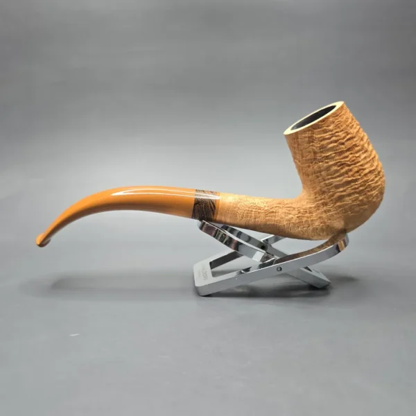 Pipe Tristan Natural Sandblasted "LC" Bent Billiard with Bocote (New) - Image 4