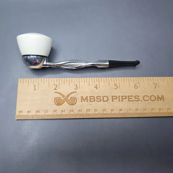 Falcon Shillelagh Chrome w/ MBSD Meerschaum Dublin Block Meerschaum Bowl Pipe, New - Image 11