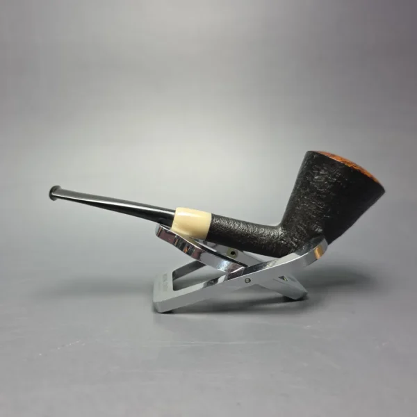 Brentegani Partially Sandblasted Cutty Dublin w/ Horn Handmade Briar Pipe, New - Image 3